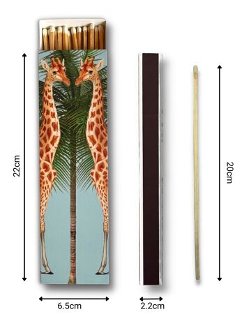 Allumettes de sécurité extra longues de 20 cm | Boîte d'allumettes au design élégant de girafes 2
