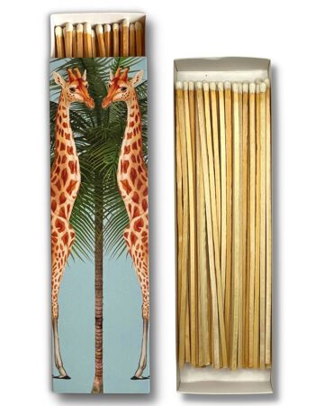 Allumettes de sécurité extra longues de 20 cm | Boîte d'allumettes au design élégant de girafes 1