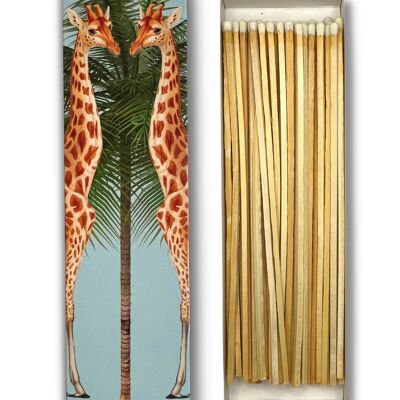 Allumettes de sécurité extra longues de 20 cm | Boîte d'allumettes au design élégant de girafes
