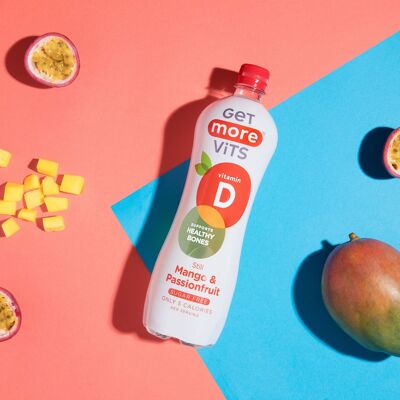 Packung mit 12 Mango- und Passionsfrucht-Vitamin-D-Getränken, 1 l