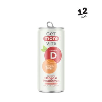 Pack de 12 canettes de boisson à la vitamine D à la mangue et au fruit de la passion, 330 ml 2