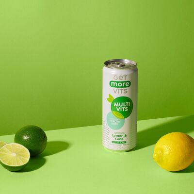 Confezione da 12 lattine Multivits Drink al limone e lime da 330 ml