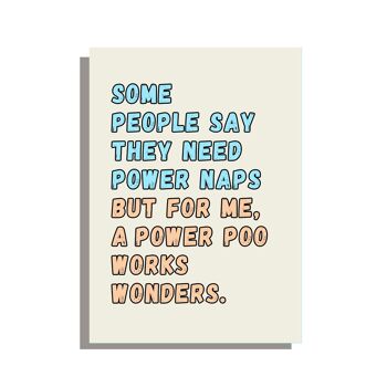Carte d'anniversaire amusante Power Poo sur un magnifique carton non couché FSC avec enveloppe grise. 2