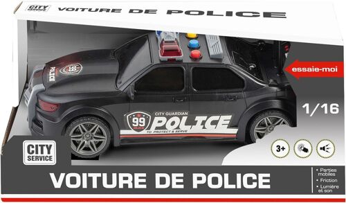 Véhicule De Police 1/16ème Friction Son et Lumière - Modèle choisi aléatoirement