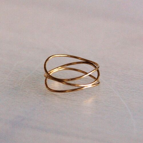Steel multi-layer ring - gold