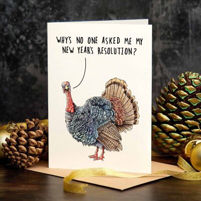 Turkey Resolution Card - Christmas Card - Holidays Humour