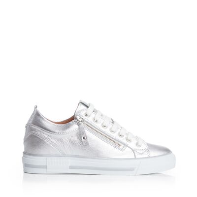 Women's Brayleigh Silver Metallic Leather Wedge Trainers