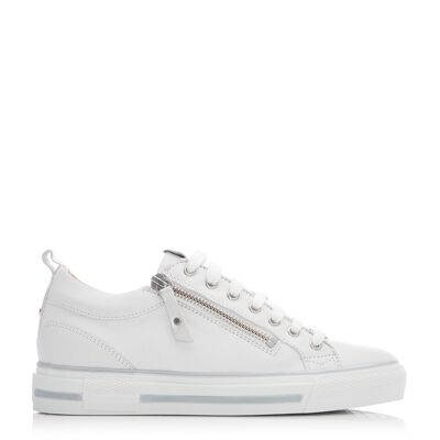 Moda In Pelle Women's Brayleigh White Silver Leather Wedge Trainers