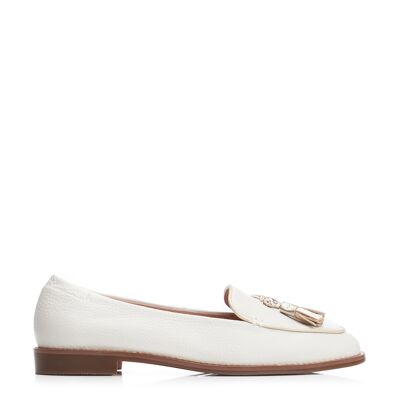 Moda In Pelle Emmarose Off White Textile Flat Loafers für Damen