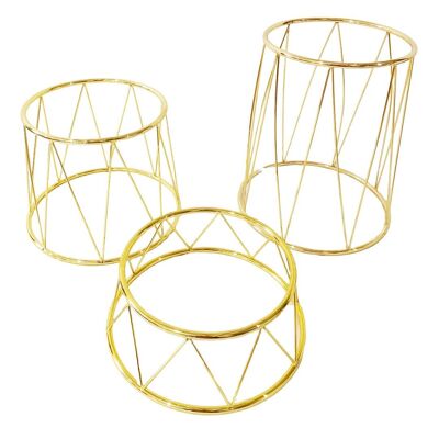 SUPPORTS BUFFET DORES RONDS - LOT DE 3