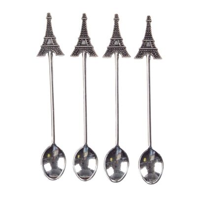 SILVER EIFFEL TOWER TEASPOONS - SET OF 4