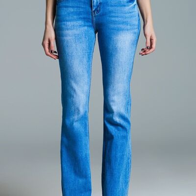 Jeans skinny a vita regolare con gambe svasate in lavaggio chiaro