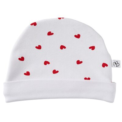 Gorro con forro Imp. corazones / blanco