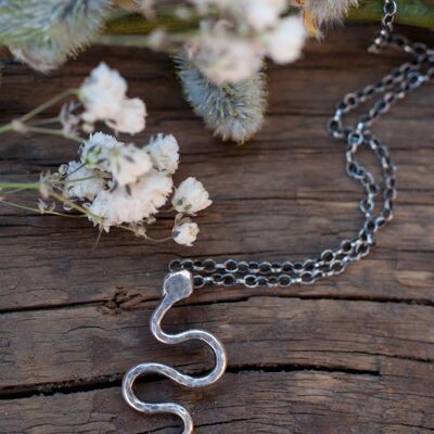 .925 Halskette mit Schlangenanhänger