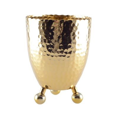 HAMMERED GOLD ICE BUCKET WITH CLAMP