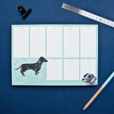 Weekly planner dachshund in A5 format