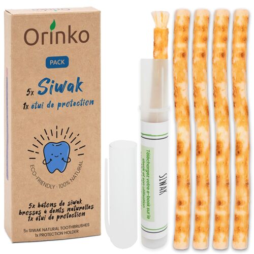 Bâtons de Siwak x5 + un étui de protection - Brosse à dents 100% naturelle