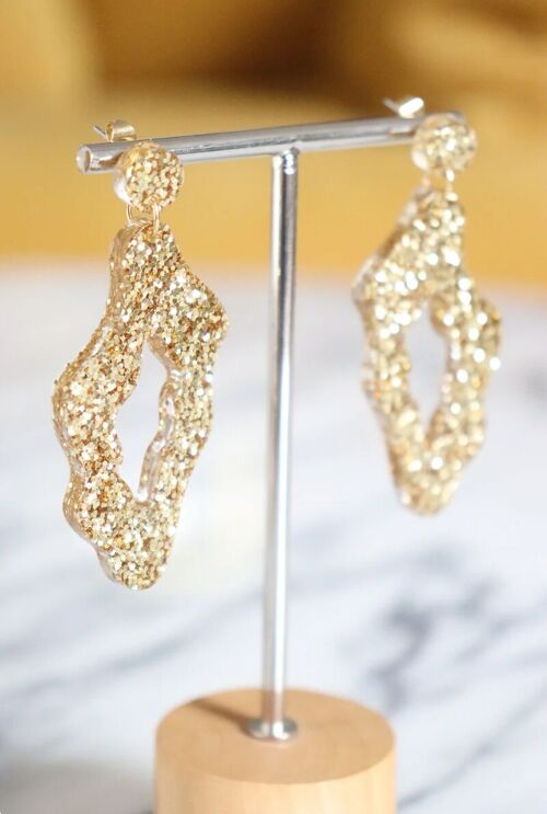 Boucles d'oreilles Art paillettes or