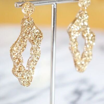 Boucles d'oreilles Art paillettes or