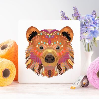 Mandala Bear Cross Stitch Sewing Craft Kit