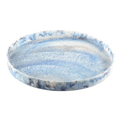 PLATEAU ROND EN RESINE BLEU NUAGE