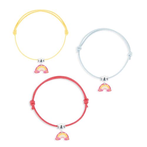 Bijoux enfants filles- Bracelet lacet breloque Arc-en-ciel