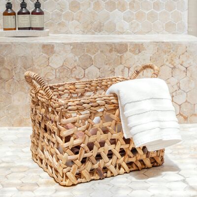 Storage basket square shelf basket TANGAN hand-woven from water hyacinth (2 sizes)