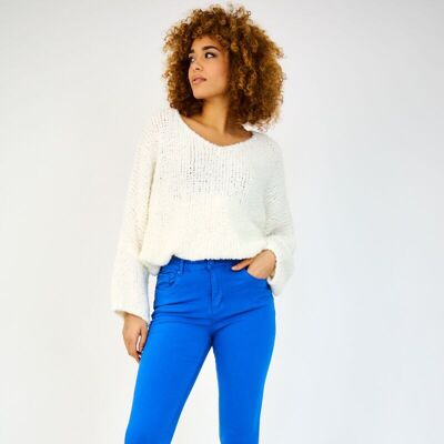WOMEN'S SLIM COLORED TROUSERS - "Anna" - ROYAL BLUE (Push-up)
