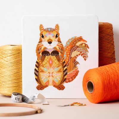 Mandala Squirrel Cross Stitch Sewing Craft Kit