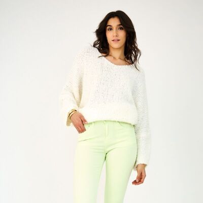 WOMEN'S SLIM COLORED TROUSERS - "Anna" - LIGHT GREEN (Push-up)