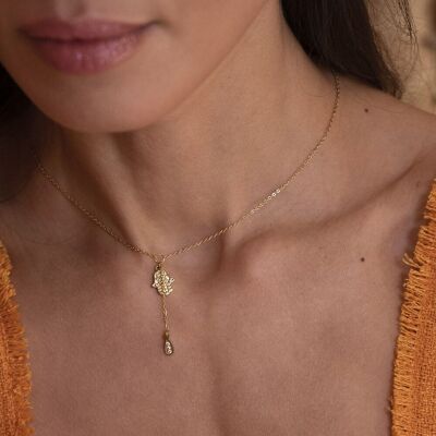 Louiza necklace - Y with hand and drop