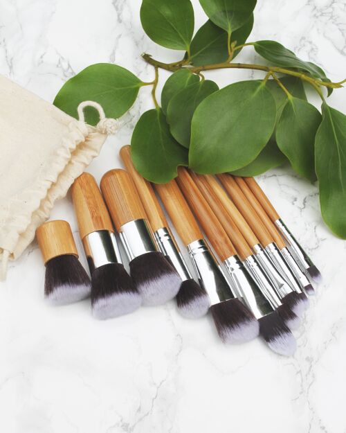 Bamboo Makeup Brush Set - 11p/cs x10