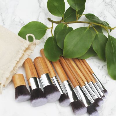 Bamboo Makeup Brush Set - 11p/cs x10