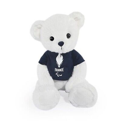 Ours en peluche blanc avec T-shirt Equipe de France - 30 cm