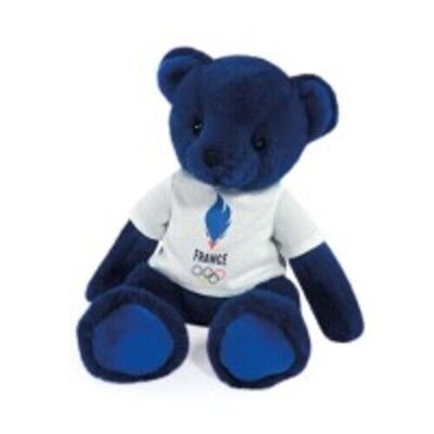 Blauer Teddybär mit T-Shirt der französischen Mannschaft – 30 cm
