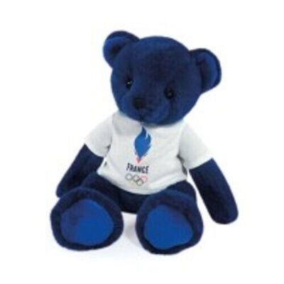 Ours en peluche bleu avec T-shirt Equipe de France - 30 cm