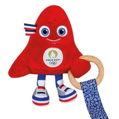 2024 Olympic Games mascot rattle with wooden ring - 17 cm