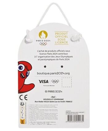 Hochet mascotte Jeux Olympiques 2024 avec anneau en bois - 17 cm 3