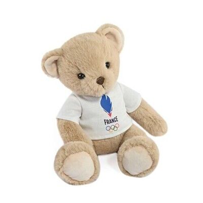Beige teddy bear with French team T-shirt - 30 cm