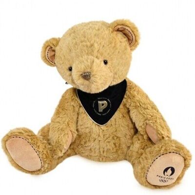 Paris 2024 brown teddy bear - with bandana - 37 cm