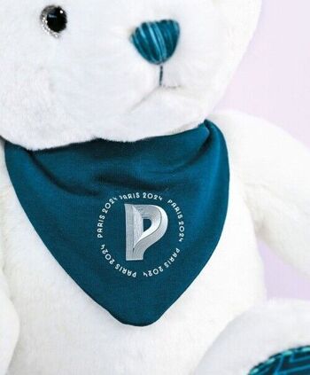 Ours en peluche Premium blanc avec bandana Paris 2024 - 37 cm 3