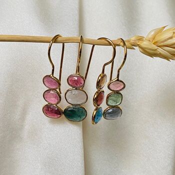 Boucle d'oreille Uma - tourmalines serties (BOHO14) 1