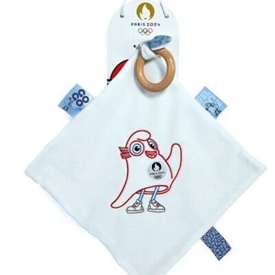 Paris 2024 Olympic Games mascot flat comforter with wooden ring - 25 cm