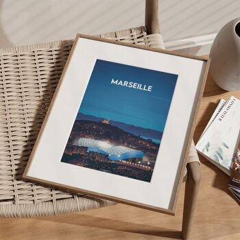 Affiche football - Marseille et son stade Vélodrome 3