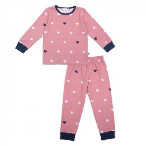 Kinderschlafanzug Herzen - Rosa -92