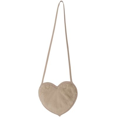 Faux fur heart-shaped shoulder bag