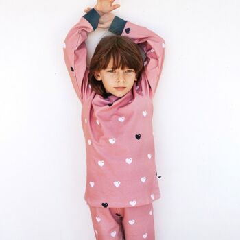Pyjama enfant coeurs - rose - 104 2