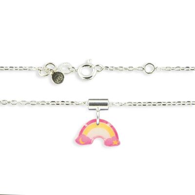 Joyas infantiles para niñas - Collar infantil con colgante y cadena de plata 925 Arco Iris