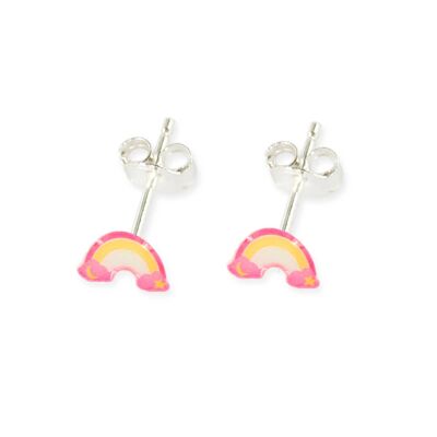 Children's jewelry for girls - 925 silver stud earrings Rainbow