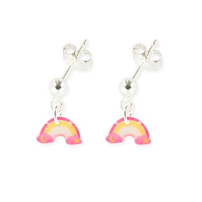 Children's jewelry for girls - 925 silver rainbow dangling earrings